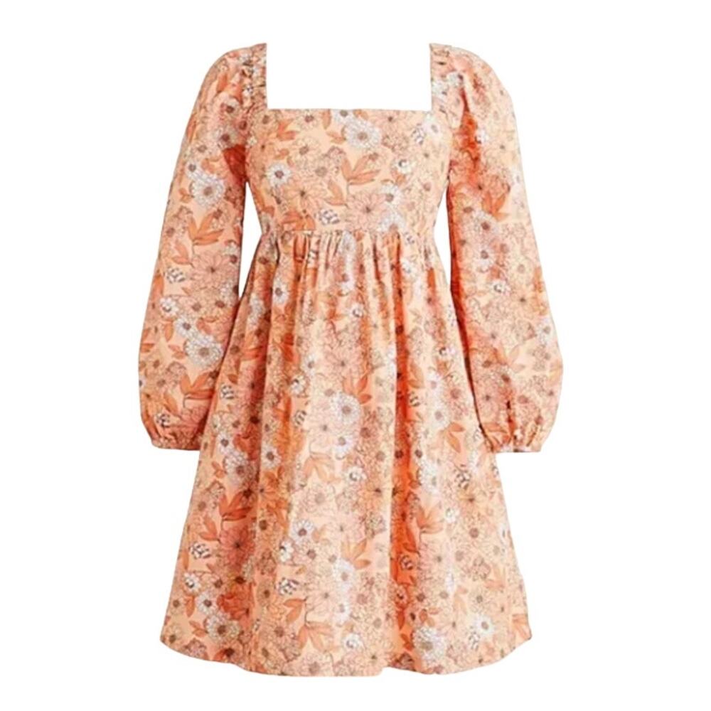 NEW J. Crew Squareneck Cotton Poplin Babydoll Dress in Zinnia Floral Size M NWT - Picture 2 of 11